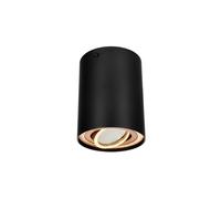 EDO Foco de Techo en Superficie Redondo Negro y Dorado SKAND 1 Orientable - Lámpara de Techo Moderna en Aluminio con Casquillo GU10 - Aplique de Techo ø95x125mm para Salón, Cocina, Pasillo, Oficina
