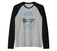 Punto Secreto de Pesca No preguntes mi Lugar Humor Límite de Pesca Camiseta Manga Raglan