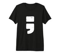 Punto y Coma Puntuación Negra Desgastada Camiseta Premium