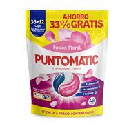 PUNTOMATIC | Cápsulas Tricámara Floral | Detergente Lavadora para Ropa Blanca y de Color | 36+12 (48) lavados