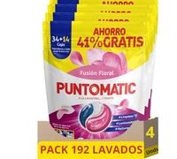 PUNTOMATIC | Cápsulas Tricámara Floral | Detergente Lavadora para Ropa Blanca y de Color | Quitamanchas | 34+14 (48) lavados, 4 Unidades 192 Lavados (192)
