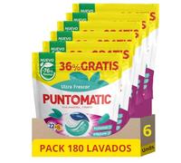 PUNTOMATIC | Cápsulas Tricámara Frescor | Detergente Lavadora para Ropa Blanca y de Color | Quitamanchas | 22 +8 lavados Pack 6 Unidades 180 Lavados (6)