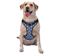 Puntos de crayón sobre Fondo Azul Marino,Arnés para Mascotas, arnés Reflectante Ajustable para Perros,XL