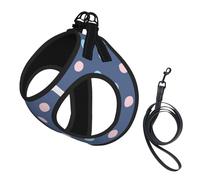 Puntos de crayón sobre Fondo Azul Marino,Arnés para Mascotas, arnés Reflectante Ajustable para Perros,S