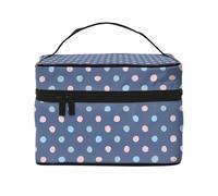Puntos De Crayón sobre Fondo Azul Marino, Bolsa de Maquillaje Bolsa de cosméticos Bolsa de artículos de tocador de Viaje portátil Estuche para lápices Bolsa de artículos de tocador