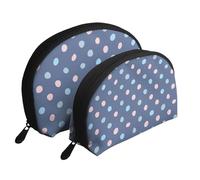 Puntos De Crayón sobre Fondo Azul Marino, Bolsa de Maquillaje de Concha, Monedero pequeño para Mujer, Bolsa de artículos de tocador, Bolsa de cosméticos, 2 Piezas