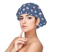 Puntos de crayón sobre fondo azul marino,Gorro de dormir de satén para adultos - Gorro de dormir elástico para mujer, cubrecabello nocturno