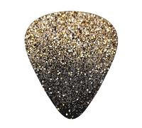 Puntos dorados negros con brillo dorado,12 púas de guitarra, 3 grosores diferentes para guitarra acústica, bajo y ukelele