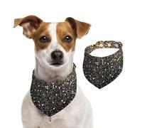 Puntos Dorados Negros con Brillo Dorado,Pañuelos de algodón para Perros, Bufandas Ajustables para Mascotas,M