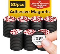 Puntos magnéticos - 80 puntos magnéticos autoadhesivos - Círculos magnéticos para despegar y pegar - Imanes adhesivos flexibles - Las hojas son alternativas a los cuadrados magnéticos, calcomanías,