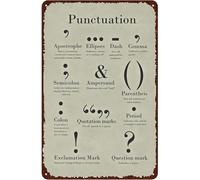 Puntuación, Gramática Y Escritura Carteles De Pared De Metal Decoración Cartel De Chapa Vintage Metal Cartel para Bar Salón Garaje 20X30Cm