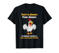 Puntuación Humor Tu Cena Gramática Broma para los Fans del Pollo Camiseta gráfica económica