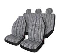 Punxdda Fundas Asiento Juego Completo Fundas Asiento Coche A Rayas con Almohadillas Cinturón Seguridad Funda Volante Fundas Asiento Universales Lavables Coches Funda Coche Asientos(Black White)
