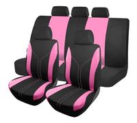 Punxdda Fundas Asiento Juego Completo Fundas Asientos Coche con Costuras Deportivas Aptas La Mayoría Coches SUV Camiones Cojines Asientos Coche Las Cuatro Estaciones Funda Coche Asientos(Pink)