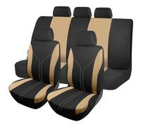 Punxdda Fundas Asiento Juego Completo Fundas Asientos Coche Deportivas Aptas La Mayoría Coches SUV Camiones Cojines Funda Coche Asientos(Beige)