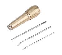 Punzón de costura, 3 agujas, cosido a mano de cobre, reparación de bricolaje, aguja de coser de cuero, punzón, puntada a mano para herramientas hechas a mano, kit de artesanía de