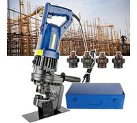 Punzonador Hidráulico Eléctrico, Perforadora de metal, con 4 juegos de punzones/matriz + interruptor de pie, for perforar placas de hierro, acero, aluminio y cobre, Channelsteel(Anglesteel)