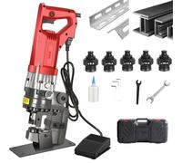 Punzonadora Hidráulica 1800w Perforadora Metal Hidráulica Eléctrica,Herramienta Punzonado De Acero Canal Acero Angular,Abridor De Placa Aluminio Con 5 Troqueles
