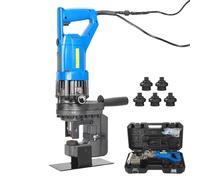 Punzonadora hidráulica de Mano, Perforadora eléctrica, con 5 Matrices, fácil de Usar, para Placas de Hierro, Cobre y Aluminio.