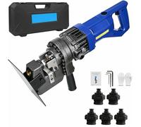 Punzonadora hidráulica eléctrica de 1500 W, máquina punzonadora de metal con 5 matrices para aluminio, cobre, hierro, placas, ángulos de acero, perforaciones lisas.