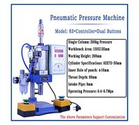 Punzonadora neumática 200 kg Columna única 63 Tipo Prensa de banco Máquina remachadora de alta precisión de bazo de gas pequeño Para principiantes (bricolaje)(Double button type)