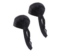 PUOKOTUL 2pcs Durag Turban Headwraps de cola larga para niños, unisex de seda con gorro de bandas, anchas, correas para niños, Nior., Talla única