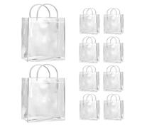 Puooifrty 10 bolsas de regalo transparentes con asas, bolsas de compras de PVC impermeables para joyas, dulces, perfumes, regalo de Navidad, boda, duraderas, fáciles de usar