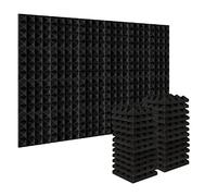 Puooifrty 24pcs 25X25X5Cm Studio Acoustic Espuma Insonorizada Pirámide Aislamiento de Ruido Paneles de Tratamiento de Absorción de Sonido Negro