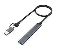 Puooifrty 4 USB 2.0/USB 3.0 HUB Adaptador de Acoplamiento 5Gbps TransmisióN de Alta Velocidad Expansor Divisor USB Multipuerto para Computadora PC