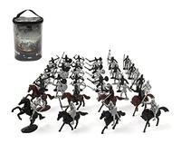 Puooifrty 52 unids/bolsa medieval caballo de guerra modelo romano medieval guerrero modelo juguetes