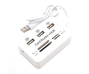 Puooifrty 7 en 1 PortáTil MultifuncióN 3 Puertos USB HUB 2.0 Splitter Combo Lector de Tarjetas Soporte TF SD M2 SDHC Tarjeta Lectura Escritura