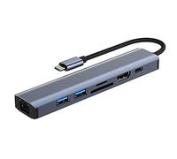 Puooifrty Adaptador divisor multipuerto 7 en 1 tipo C HUB USB 3.0 con puertos PD lector de tarjetas para reemplazo de PC de computación