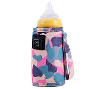 Puooifrty Calentador de agua universal con USB para leche, portátil, calentador de lactancia para bebés, camuflaje, color rosa