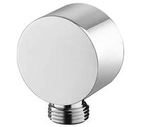 Puooifrty Codo de Suministro de Pared, latón Redondo para Montaje en Pared, Accesorios de Conector de Manguera de Ducha G1/2 Pulgadas, Salida de Agua para Ducha, Color Plateado