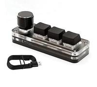 Puooifrty Macropad Macro Teclado Mecánico RGB Mini Gaming Personalizado Programación Perilla Teclados Negro para Photoshop