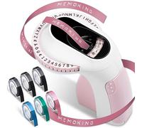 Puooifrty Máquina de impresión de etiquetas en relieve E975 3D con 6 rollos de cintas en relieve, grabador de mano fácil de usar, color rosa