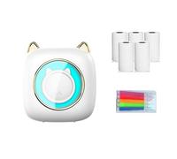 Puooifrty Mini Impresora de Etiquetas TéRmicas de Bolsillo Impresora de Fotos PortáTil Inteligente Impresora de Preguntas Incorrectas con Papel TéRmico + LáPiz de Color