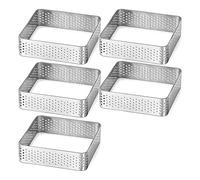 Puooifrty Molde perforado de acero inoxidable para tartaletas, herramienta para hornear, 5 unidades