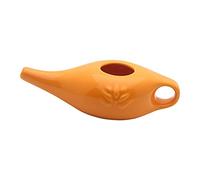 Puooifrty Olla Neti de cerámica de 250 ml, a prueba de fugas, para enjuague nasal, lavado de nariz, hombres y mujeres, color naranja
