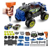 Pup Go Camión Desmontable 3 en 1 para Niños 3 4 5 6 7 Años, Ideas Regalos Navidad, 43 Piezas con Taladro eléctrico, Juego Educativo Construcción, Construye tu Propio Coche con Herramientas (Negro)