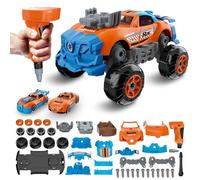 Pup Go Coches Desmontables para Niños 3 4 5 6 Años, Juguetes 3 en 1 con Taladro Eléctrico, 43 Piezas de Construcción de Camión, Construye tu Propio Coche con Herramientas, Regalo para Niños (Naranja)