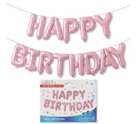 Pup Go Juego de globos de feliz cumpleaños rosa para mujeres y niñas, globos autoinflables de 16 pulgadas, de larga duración y a prueba de fugas, decoración de cumpleaños reutilizable y suministros de