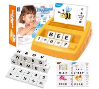 Pup Go Juego de letras del alfabeto y matemáticas para niños de 3 a 8 años, juegos de ortografía de palabras 64 palabras en tarjetas flash, juguetes educativos preescolares y grandes regalos para