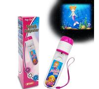 Pup Go Sirena Cuento de Hadas Linterna Proyector Antorcha Diapositivas con 3 Discos y 24 Imágenes, Pared Techo Tienda Ciencia Educativo Juego, Mini Proyector Juguetes para Niños y Niñas 3+ años