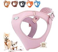 PUPAKIOTTI Arnes Perro de Tamaño Pequeño y Mediano, Arnés de Cuero, Arnes para Perros Ergonómico y Ajustable, Hecho a Mano en Italia (XS-S, Rosa Baby)