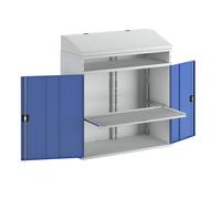 Pupitre alto industrial RAU, con compartimento abierto encima del armario