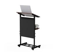Pupitre para oradores Ajustable en Altura con Ruedas, Escritorio de pie con Ruedas, Soporte portátil de pupitre para oradores, Soporte portátil de pupitre para oradores con Compartimento
