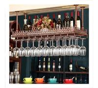 PuPLUm Botelleros Soporte Industrial Tipo Techo/Soporte Ajustable para Botellas de Vino Copa Colgante Estantes para Copas de Vino/Estantes Vintage para decoración del hogar Estante de Hierro y Meta