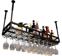 PuPLUm Estante para Vino Colgante con Soporte para Copas, Soporte para Copas de Vino en el Techo de Metal, Soporte para Botellas de Vino, Soporte para Almacenamiento de Vino con Estante de Vidrio p