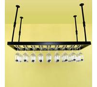 PuPLUm Estante para Vino Colgante Desde el Techo, Estante para Almacenamiento de Vino con Soporte para Copas de Vino, Estante Organizador para Colgar Vino Ajustable en Altura, Estante para Vino Col